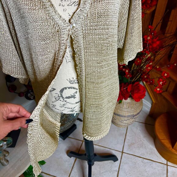 SAG HARBOR Women’s Cardigan Open Front Gold V-Neck Sweater Top Size 3X - Picture 2 of 9